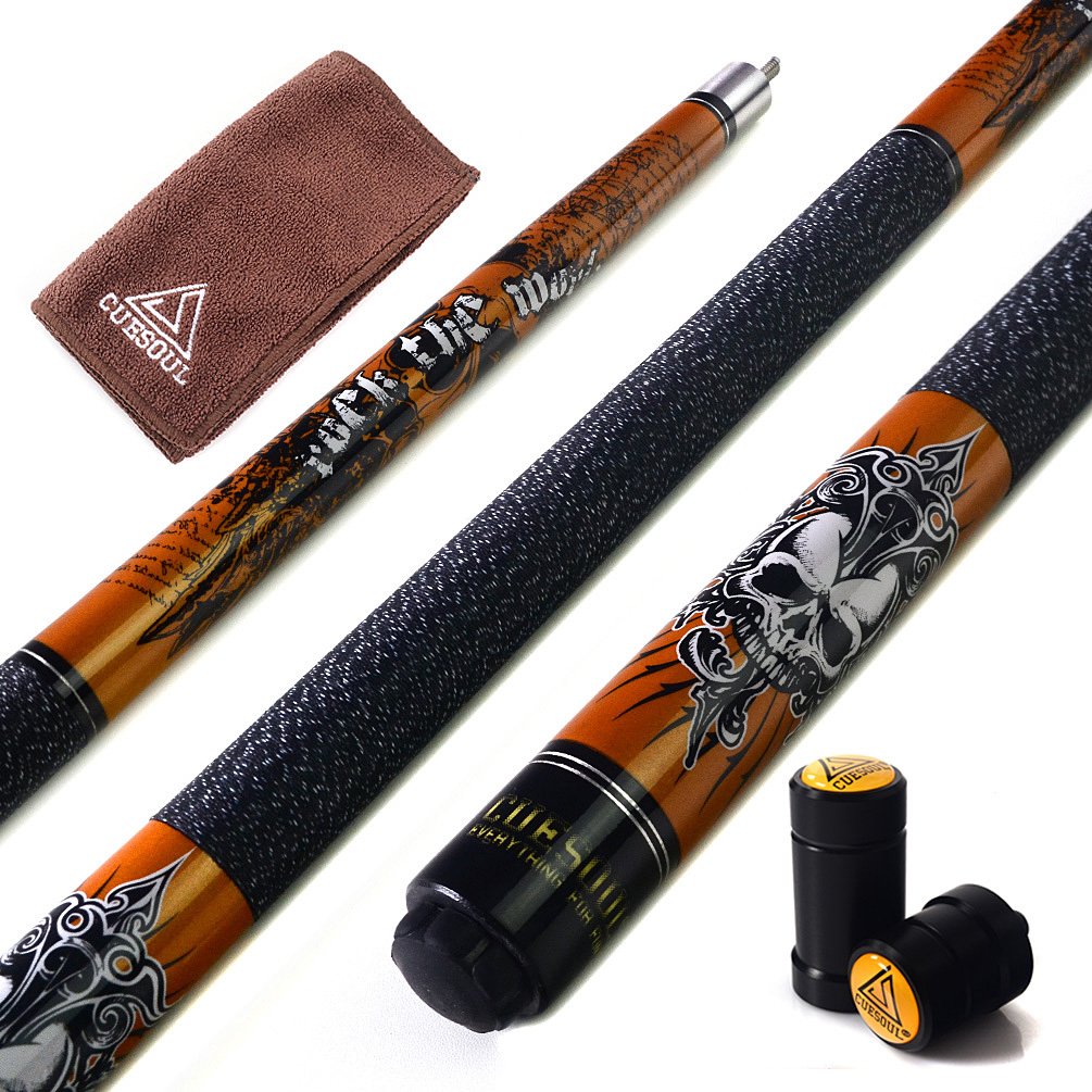 CUESOUL ROCKIN Series 58 Inches 21oz Professional Pool Cue Stick North American Maple Shaft Pearl Finish Carbon Ferrule Irish Linen Wrap Bag Pool Cue Set Billiards with Soft Case(G406)