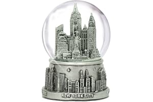 CITY-SOUVENIRS New York City Snow Globe NYC Souvenir 3.5 Inches Silver