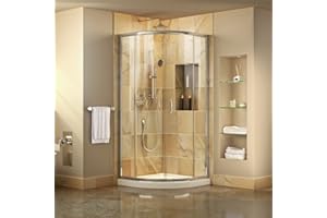 DreamLine Prime 33 in. x 74 3/4 in. Semi-Frameless Clear Glass Sliding Shower Enclosure in Chrome with White Base Kit, DL-6701-01CL