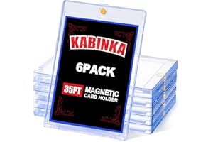 Kabinka 35PT Magnetic Card Holder Fits Sleeved Cards, One Touch Holder for Trading Cards, Crystal Clear UV Protectors for MTG, PTCG, Sports, Baseball Card, Hard Plastic Display Case (6-Pack)