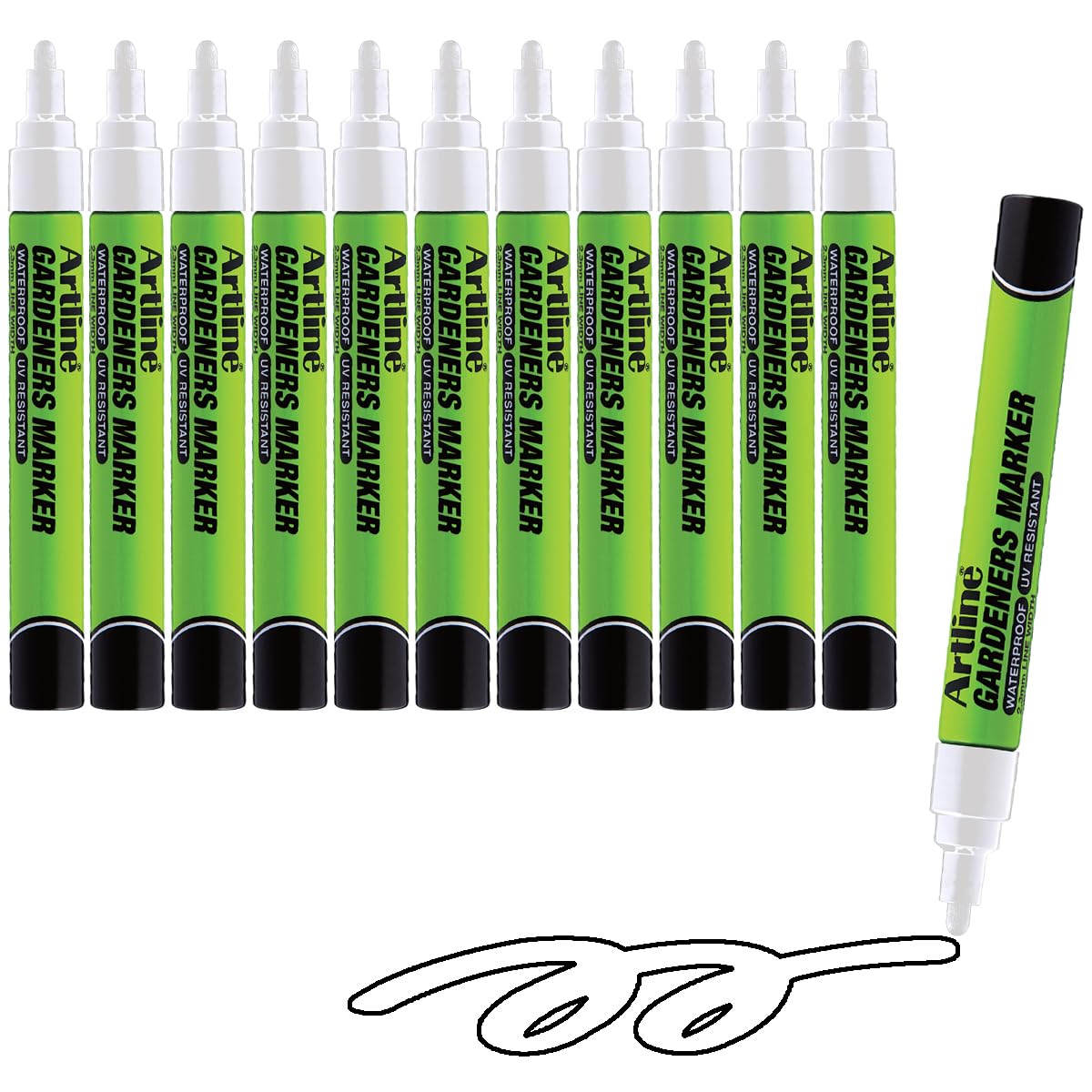 Artline Gardeners Permanent Markers | Professional Series | for Use On Plants, Labels, and More | UV Resistant | Waterproof | EKPR-GDM | 2.3mm Bullet Tip | Pack of 12 | White - Gardening