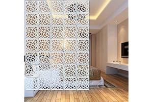 BMIDRUT 12Pcs/Set Hanging Room Divider White DIY Panel Screens Partition Wall Dividers Room Decorative with All Accessories 1