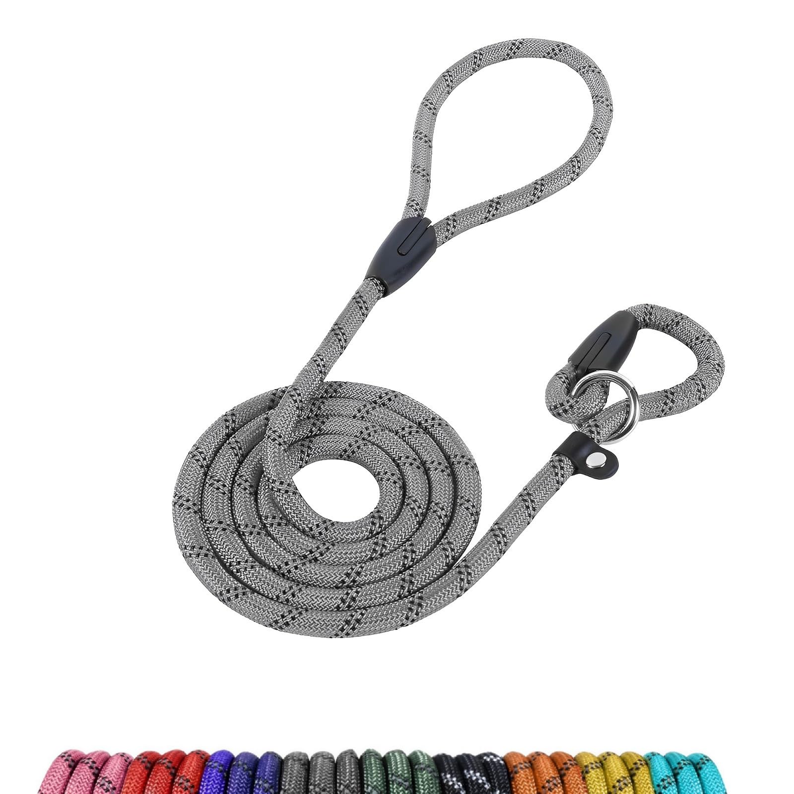 Loutep Slip Lead For Dogs-1.8m Long Rope Dog Leash With Reflective Stitching Slip On Easily With No Collar Or Harness Needed Anti-Choke Dog Slip Lead Ideal For Small Puppy Large & Medium Dogs Training