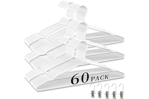 Heavy Metal Wire Hangers Bulk 60 Pack, 16.5" Wire Clothes Hangers for Standard Sized Shirt, Suits, Jackets, Skirts, Ultra Thi