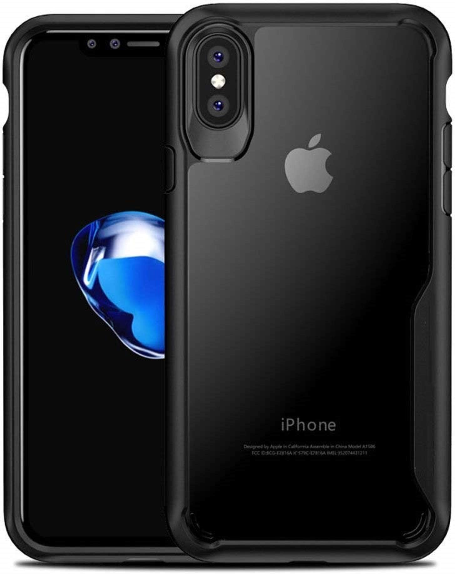 Neotronix - Shockproof Transparent Slim Hard Shell Back Case Cover with TPU Frame for iPhone Xs/X (Transparent)