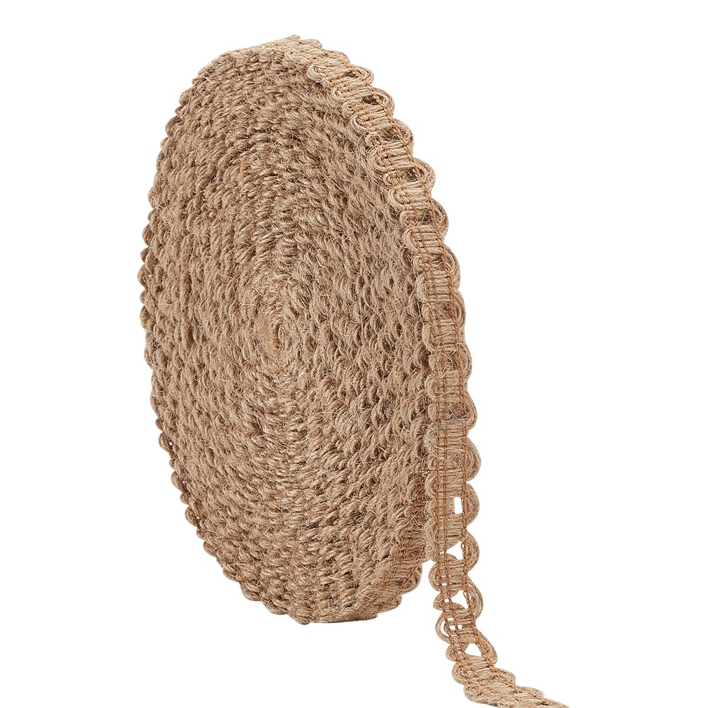 PH PandaHall 10m Upholstery Braid Trim, Hessian Ribbon Burlap Jute Ribbon Gimp Braid Trim Rustic Woven Jute Rope for Costume Hat Shoes Chair Funiture Decoration Wine Bottles Gift Wrapping, 13mm Wide
