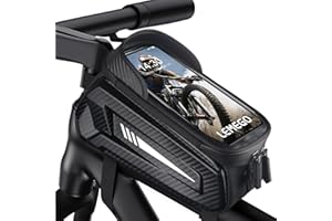 LEMEGO Bicycle Frame Bag Waterproof Handlebar Bag for Smartphones up to 7 Inch Mobile Phone Case Top Tube Bag with TPU Sensitive Touchscreen for Mountain Bikes, Road Bikes, Ebikes