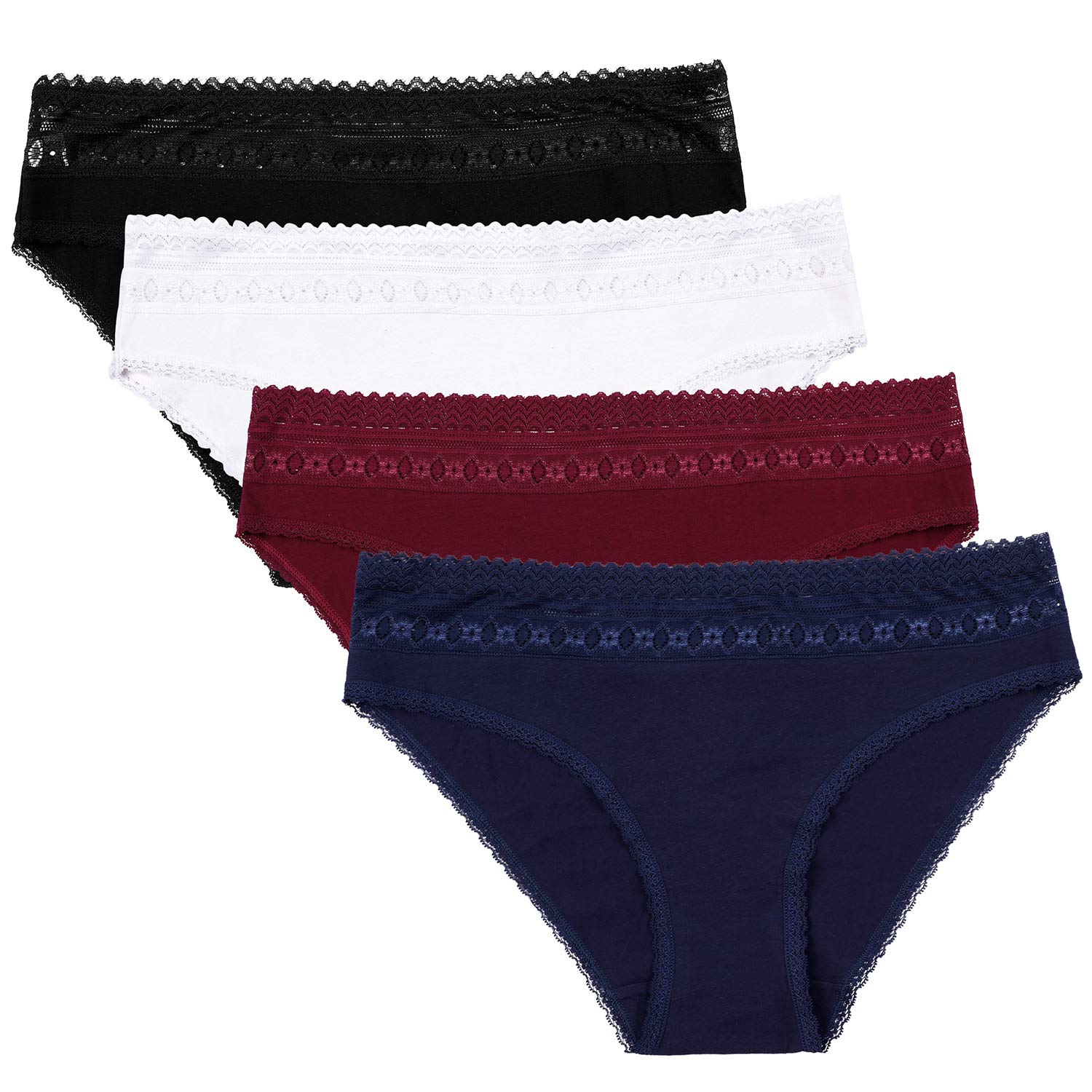 CharmLeaks Women Cotton Underwear Briefs Comfortable Knickers Lace Trim