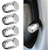 4PCS Car Tire Valve Stem Caps, Aluminum Alloy Wheel Valve Covers, Corrosion Resistant Leak-Proof Tire Air Cap Set, Universal Car Accessories for Vehicle Trucks Motorcycles Bicycles (Silver)