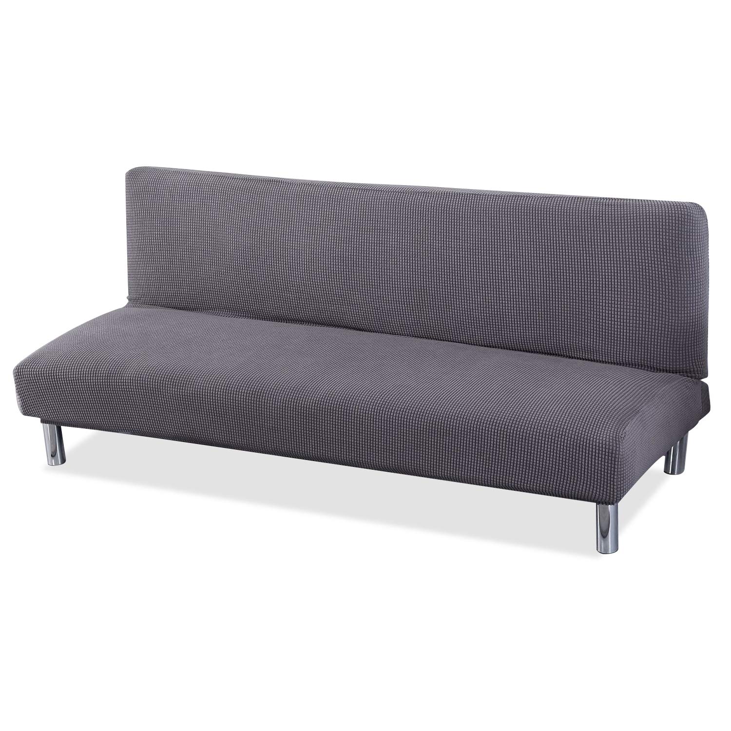 VanderHOME Sofa Bed Cover, Polyester Spandex Elastic Futon Slipcover Washable Stretch Armless Sofa Cover, Armless Sofa Bed Seat Cover Furniture Protector Without Armrests Slipcover Large, Light grey