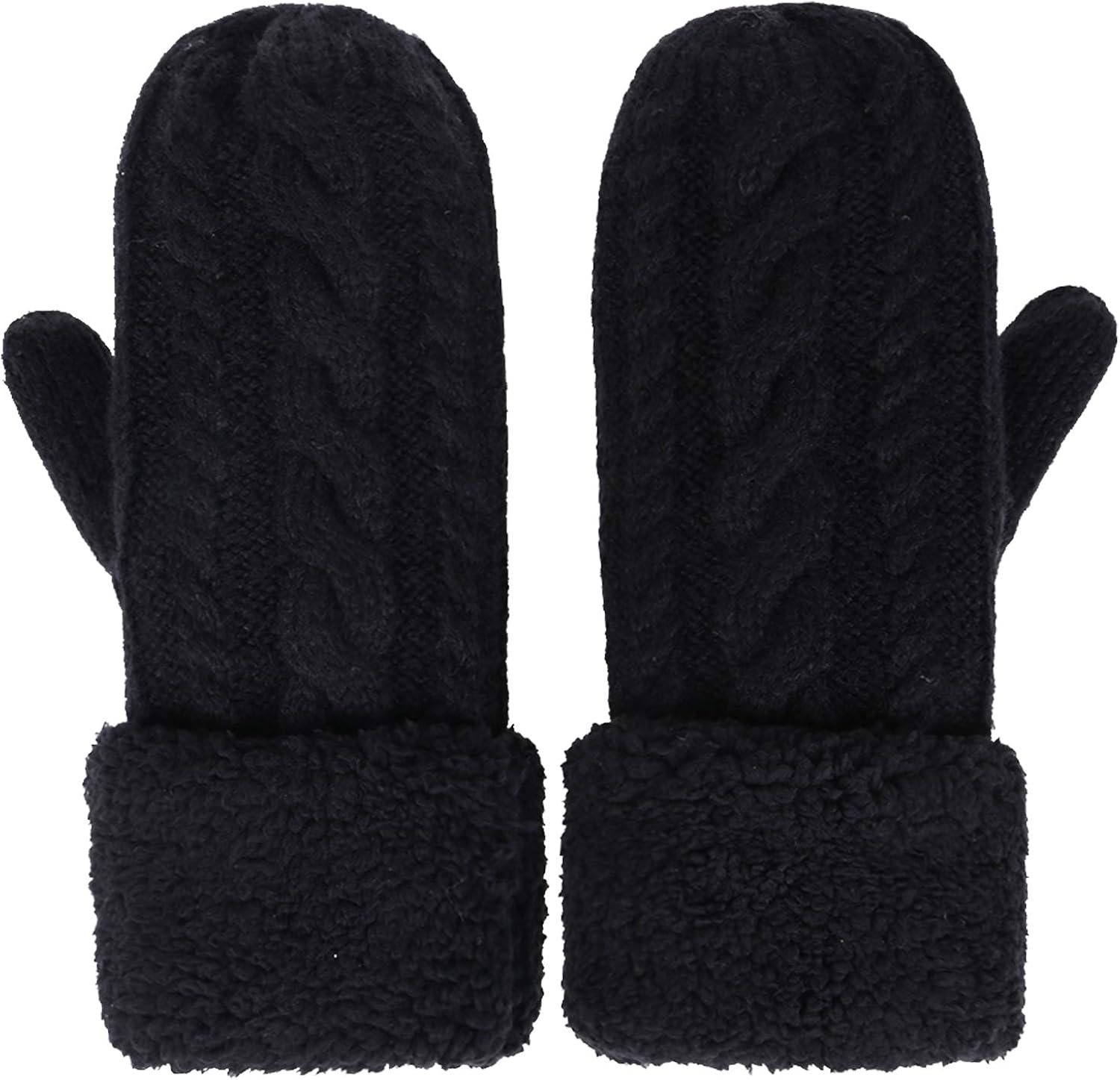 Womens Winter Gloves Knit Warm Mittens for Women Gifts with Plush Lining Cold Weather Accessories(A-a Black, one size) at  Women’s Clothing store