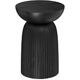 SIMPLIHOME Boyd 13" Wide Solid Wood Round End Table in Black | Contemporary solid mango wood accent table, fully assembled; nightstand, lamp stand, or side table for any room.