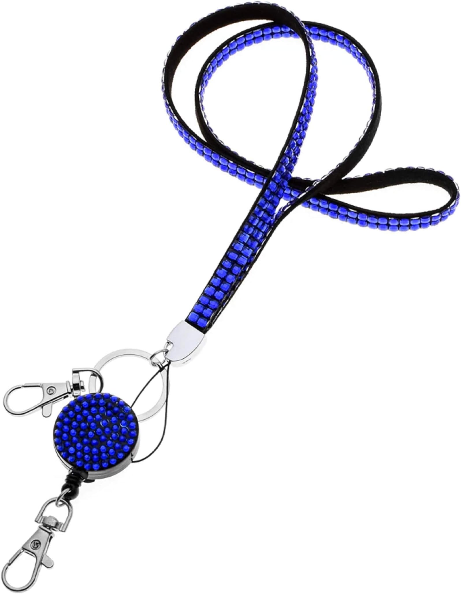 Bling Diamante gems Rhinestone Retractable Reel id Badge Holder strap Lanyard(DARK BLUE) UK SUPPLIER SAMEDAY DISPATCH BEFORE 2PM