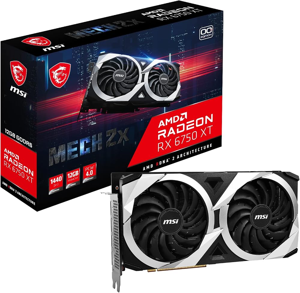 MSI Radeon RX 6750 XT MECH 2X OC 12GB GDDR6 Graphics Card 192-bit PCIe 4