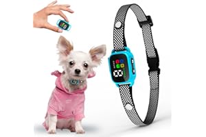 ELECANE Tiny Bark Collar for Small Dogs 5-15 lbs and Puppies - No Shock Anti Barking Collar - Rechargeable Smart Collar for Dog Training with 7 Sensitivity Levels and 3 Beep&Vibration Modes (Blue)