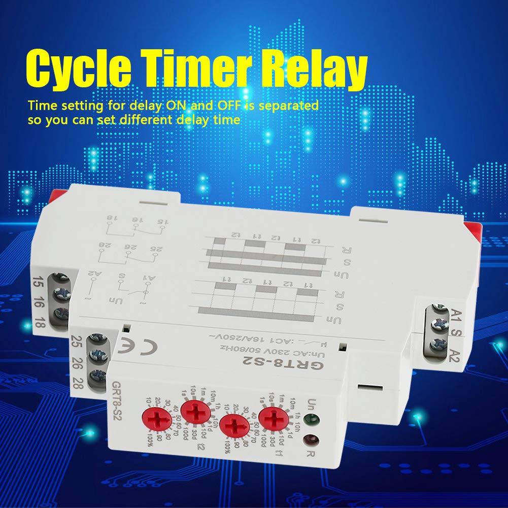 Mugast Asymmetric Cycle Timer, GRT8-S2 AC 220V Mini Electric Cycle Time ...
