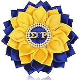 Sigmaa Gamma Rho Flower Brooch Pin for Women 1922 SGRho Gift Greek Sorority Gift Paraphernalia Jewelry Pearl & Satin 5.5" Sorority Pin for Sisterhood Soror