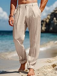 Runcati Mens Casual Pants Elastic Waist Lightweight