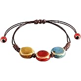 MINACHI Bohemian Colorful Ceramic Bead Adjustable Cord Bracelet, Boho Hippie Summer Jewelry Gift for Women