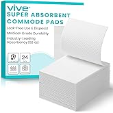 Vive Super Absorbent Commode Pads for Bedside Commode Bucket (24 Pack) - Disposable Liners for Potty, Portable Bowl, Bedpans - for Women, Seniors, Caregivers, Medical - Holds up to 64 oz