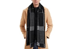 Men Scarf Winter - Men Warm Tartan Scarves Classical Cashmere-like Plaid Knitted Long Scarf Shawl Neck Wrap