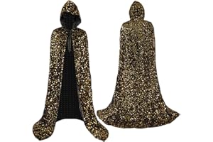 Coolwife Velvet Cloak Cape Wizard Hooded Party Halloween Cosplay Costumes for Men Women 53"