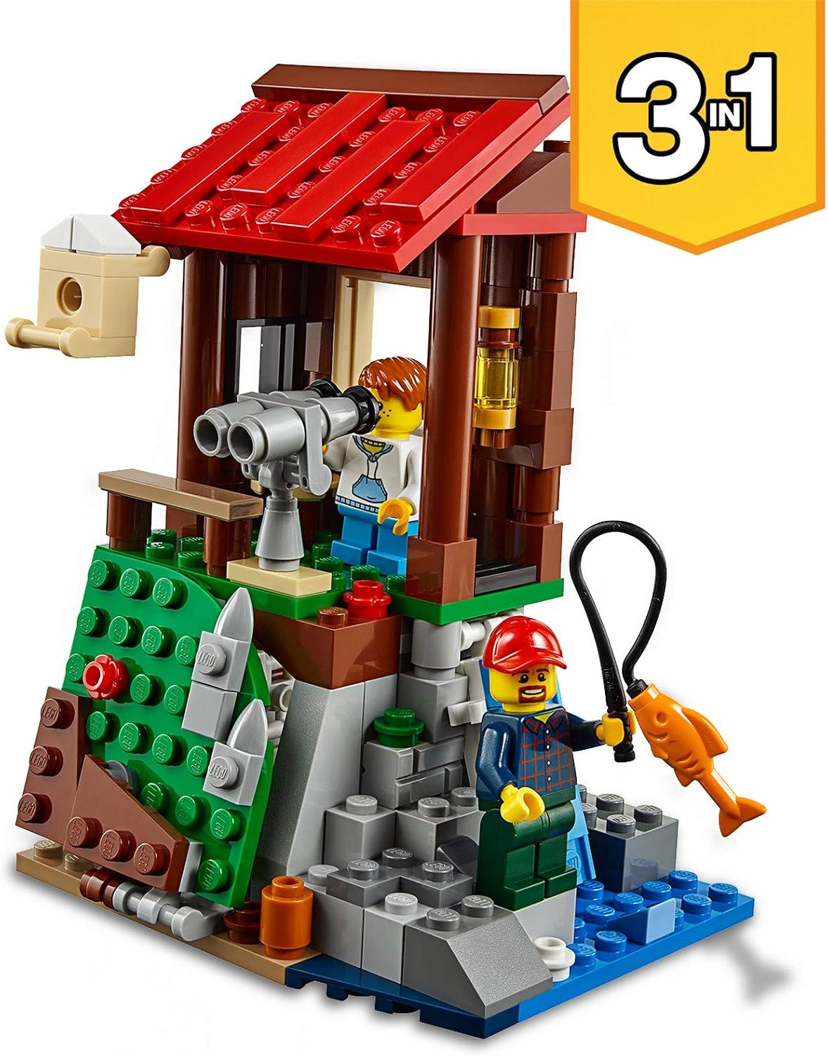 LEGO 31098 Creator 3in1 Outback Cabin, Bird Watch Tower and Canal Boat Set, Multicolor - Image 5