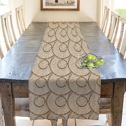 ArtzFolio AZ Satin Fabric Marble Mosaic Table Runner (Brown, 36 x 12inch)