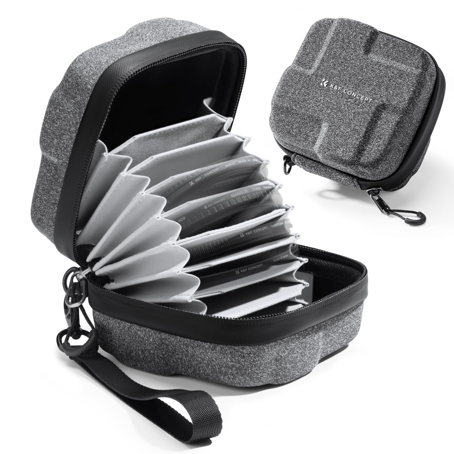 Photo 1 of K&F Concept 10 in 1 Lens Filter Case, Hard Shell Camera Filter Pouch Up to 82mm with Hand Strap, Waterproof Camera Lens Filter Storage Wallet for ND UV CPL Filter Pouch