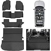 Floor Mats & Large Trunk Mat for 2015 2016 2017 2018 2019 Ford Explorer, TPE All Weather Protection Car Floor Liners with Cargo Liners & Backrest Mat Accessories
