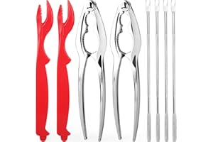 Seafood Tools Set includes 2 Crab Crackers, 2 Lobster Crackers Shellers, 4 Crab Leg Forks/Picks - Nut Cracker Set