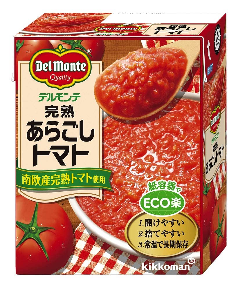 キッコーマン食品 デルモンテ 完熟あらごしトマト 紙パック トマト缶 缶詰 388g×12個 の商品画像