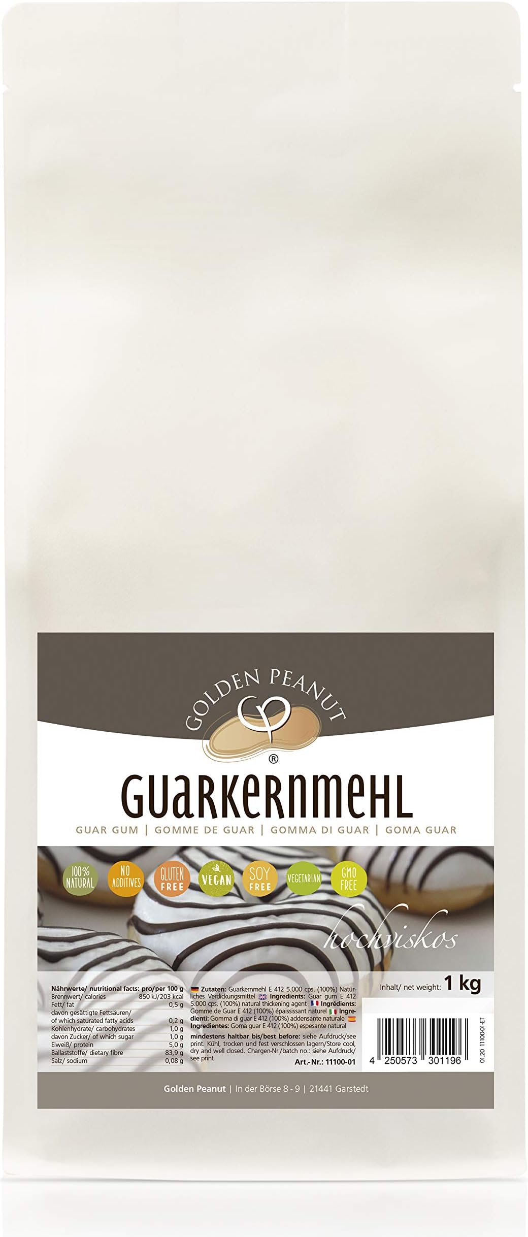 Guar Gum powder E 412 5.000 cps. 100% pure thickening agent 1000 g from Golden Peanut