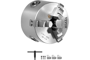 VEVOR 3-Jaw Lathe Chuck, 3 Inch (80 mm), Self-Centering Chuck, 0.08-2.48 in (2-63 mm) Clamping Range with T-Key Fixing Screws
