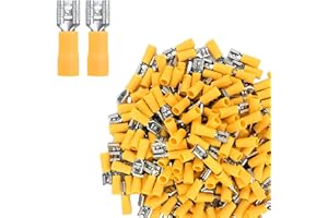 ATMLCOER 100Pcs Quick Disconnects Vinyl Insulated Female Spade Wire Connectors, 12-10AWG 6.3mm 1/4" Electrical Crimp Terminal