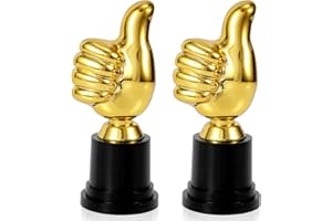 2pcs Golden Thumbs Up Trophy, 5.12in Thumb Up Trophy Engraving Funny Plastic Winner Award for Celebrations Sports Game Classr