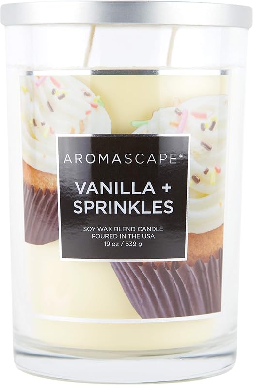 Aromascape 2Wick Scented Jar Candle, Vanilla & Sprinkles, 19Ounce