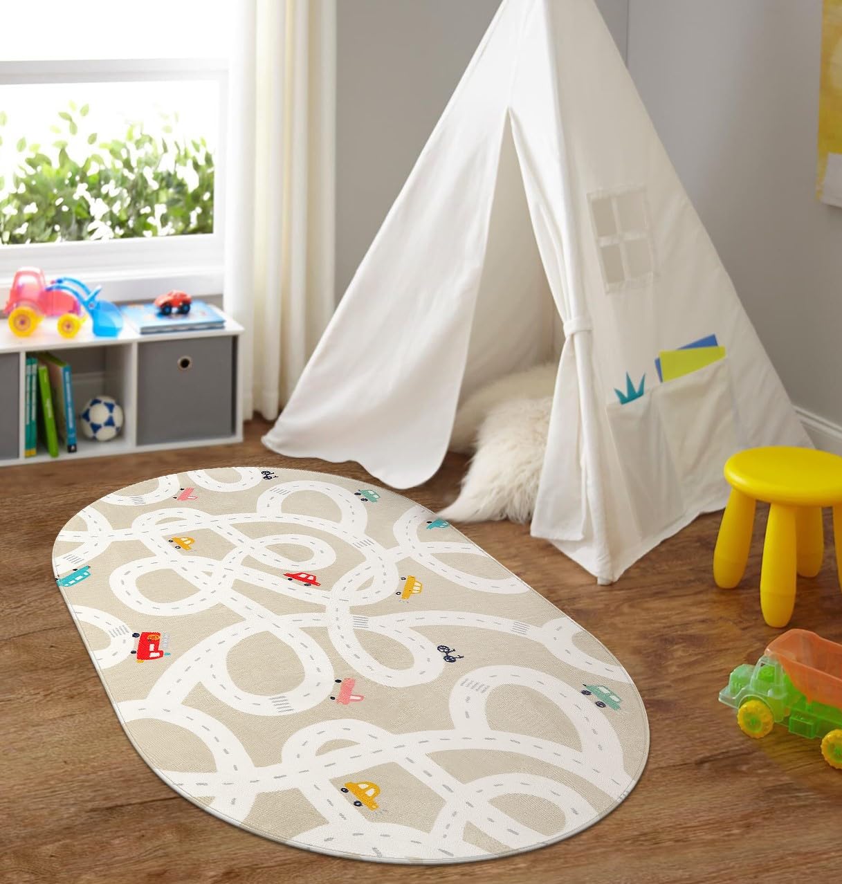 Photo 1 of LIVEBOX Road Traffice Kids Rug, 3'x5' Floor Mats for Kids Room, Non-Slip Machine Washable Rugs for Playroom, Soft Fun & Learning Rug Children Car Carpet for Nursery Daycare Classroom