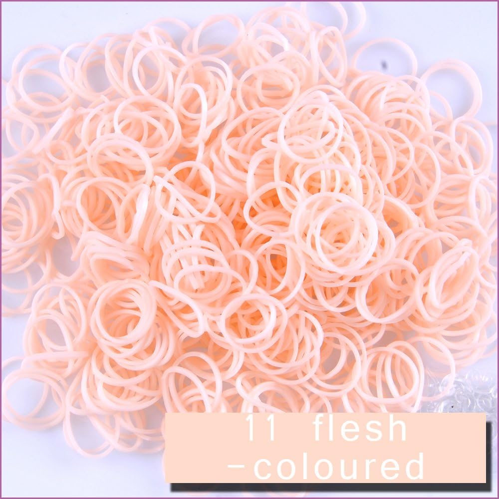 Kirinstores (TM 600 PCS 24 Clips Bands Refills for Loom Rainbow Bracelet Dress Making Skin Tone - Mixed Skin Translucent (11 Flesh-Coloured)