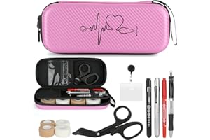 CDBXPRG 11 pcs Stethoscope Case Kits,Stethoscope Carrying Case for 3M Littmann Classic III,Stethoscope Holder with Pocket for Nurse Accessories for Work,Include Penlight, Bandage Wraps Pink