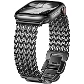 SNBLK Dressy Band Compatible with Metal Apple Watch Bands for Women 40mm 41mm 42mm 38mm 44mm 45mm 46mm, Stainless Steel Link Bracelet, Designer Strap for iWatch Series 11/Se/10/9/8/7/6/5/4/3/2, Black