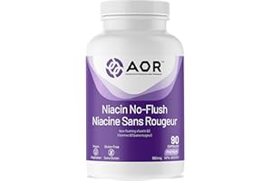 AOR Niacin No-Flush Vitamin B3 550mg with Inositol 121mg, 90 Caps 90-Day Supply - Vegan, Non-GMO and Gluten-Free - Supports N