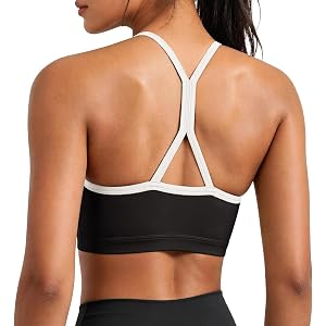 Aoysky Womens Color Block Strappy Sports Bra | Racerback Padded Workout Yoga Crop Top, Y Back Low Impact, Removable Pads