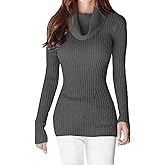 v28 Women’s Stretchable Cowl Neck Knit Long Sleeve Slim Fit Bodycon Sexy Sweater