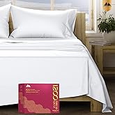 Mayfair Linen 100% Egyptian Cotton Sheets King Size Bed Set - 4 PC 1200 Luxury High Thread Count White Egyptian Cotton King Sheet Set, Silky Soft, Cooling, Sateen Weave, 17" Deep Pocket Bedsheet