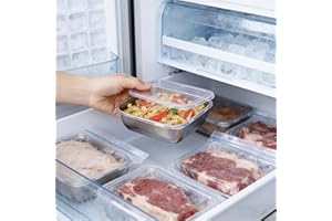 Stainless Steel Storage Containers with Clear Lids, Stackable Food Prep Bins for Pantry, Fruit & Snack Organization (Multi-Us