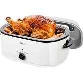 SUNVIVIPRO Roaster Oven, Electric Roaster Oven with Viewing Lid, Large Roaster with Removable Pan &amp; Rack, Turkey Roaster with Unique Defrost/Warm Function, Stainless Steel, White, 22QT