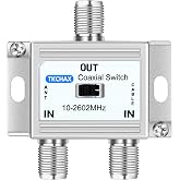TKCHAX 2 Way Coaxial Cable AB Switch 10-2602MHz with Nickel Plated Connectors,RG59 RG6 Compatible,Work with HDTV, Satellite TV,Antenna System and Video Games