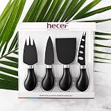 hecef 4-Piece Cheese Knife Set - Black Cheese Knife, Chisel & Forks view 8