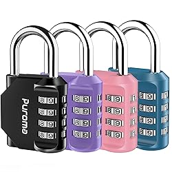 Puroma 4 Pack Combination Lock Multicolor for